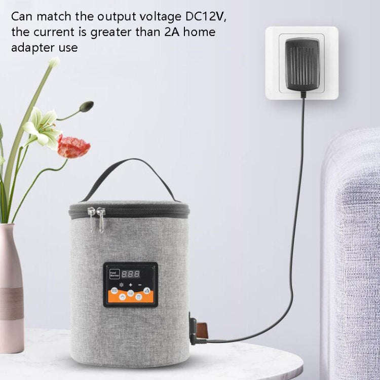 Car Outdoor Bottle Wipes Food Heating Warm Bag Temperature Adjustable Bottle Warmer(Round Gray)