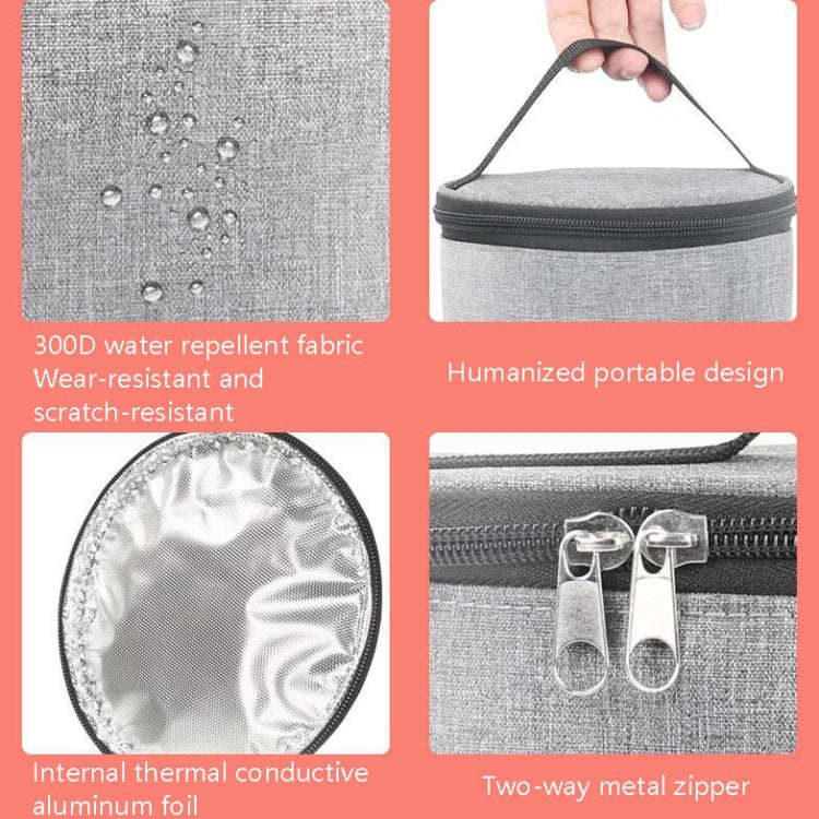 Car Outdoor Bottle Wipes Food Heating Warm Bag Temperature Adjustable Bottle Warmer(Round Gray)