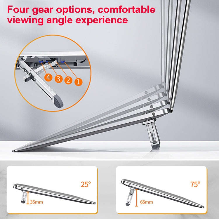 Oatsbasf K01 Adjustable Desktop Heightening Base Aluminum Alloy Radiator Folding Laptop Stand(Sil...