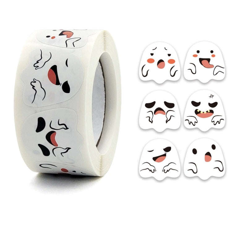 Halloween Ghost Emoticon Stickers Children Gift Decoration Food Sealing Stickers, Size: 25x25mm(K...