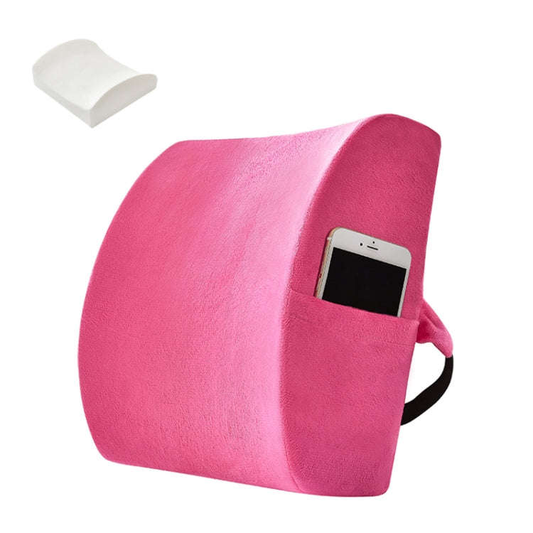 Office Waist Cushion Car Pillow With Pillow Core, Style: Memory Foam(Suede Rose Red)