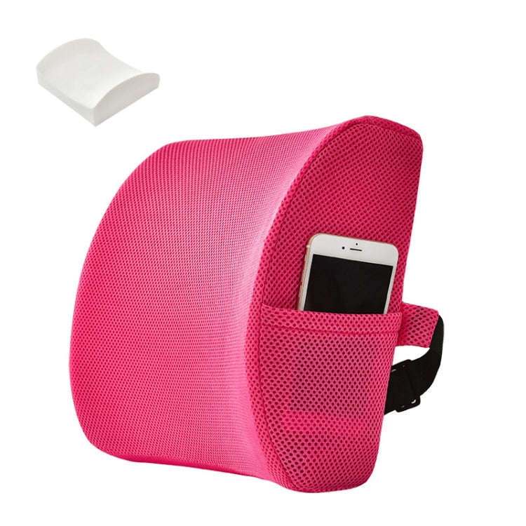 Office Waist Cushion Car Pillow With Pillow Core, Style: Memory Foam(Mesh Rose Red)