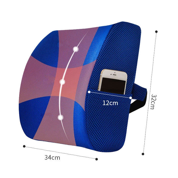 Office Waist Cushion Car Pillow With Pillow Core, Style: Gel Type(Suede Royal Blue)