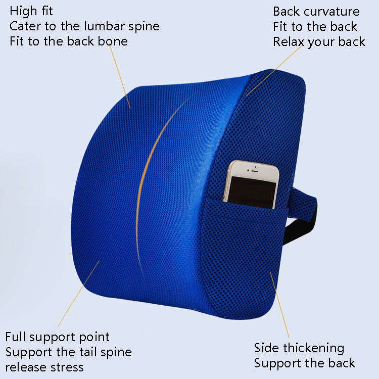 Office Waist Cushion Car Pillow With Pillow Core, Style: Gel Type(Suede Royal Blue)