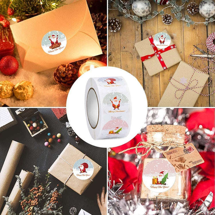 Christmas Santa Sticker Self-Adhesive Gift Tag, Size: 1.5 Inch/3.8cm( LG-210922-38-005)