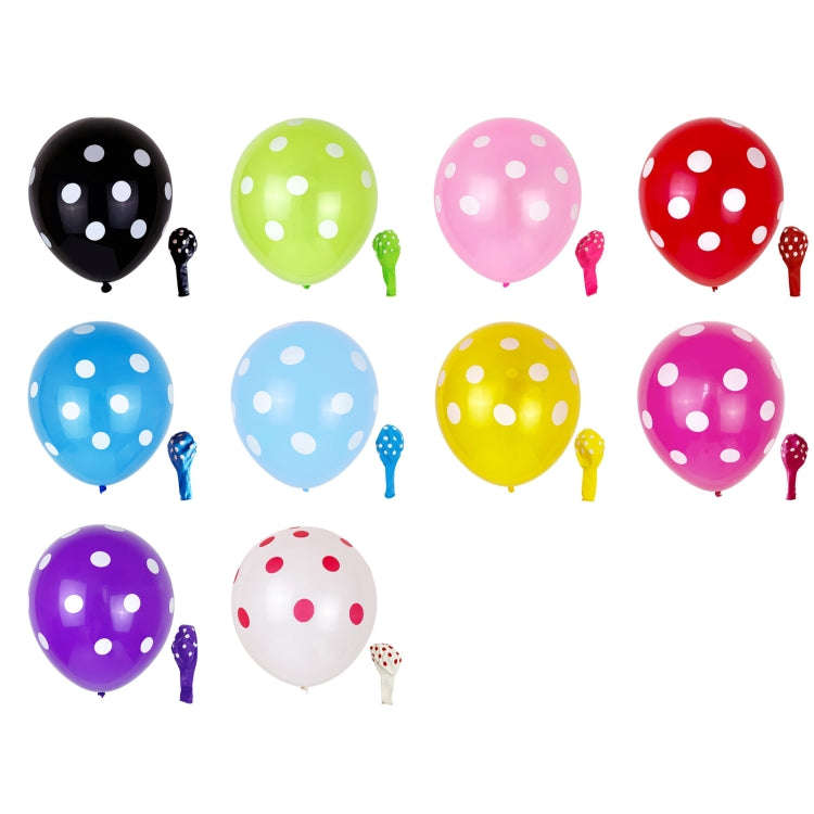 100 PCS FY-10280 12 Inch Dot Party Decorative Balloon Wedding Scene Arrangement Latex Balloon(Bla...