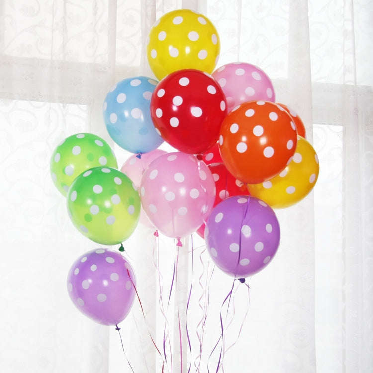 100 PCS FY-10280 12 Inch Dot Party Decorative Balloon Wedding Scene Arrangement Latex Balloon(Bla...
