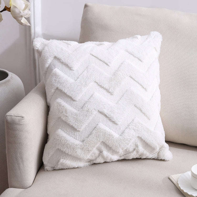 Double-Sided Plush Pillow Home Sofa Cushion Pillowcase, Size: 45x45cm Pillowcase + Core(White Big...