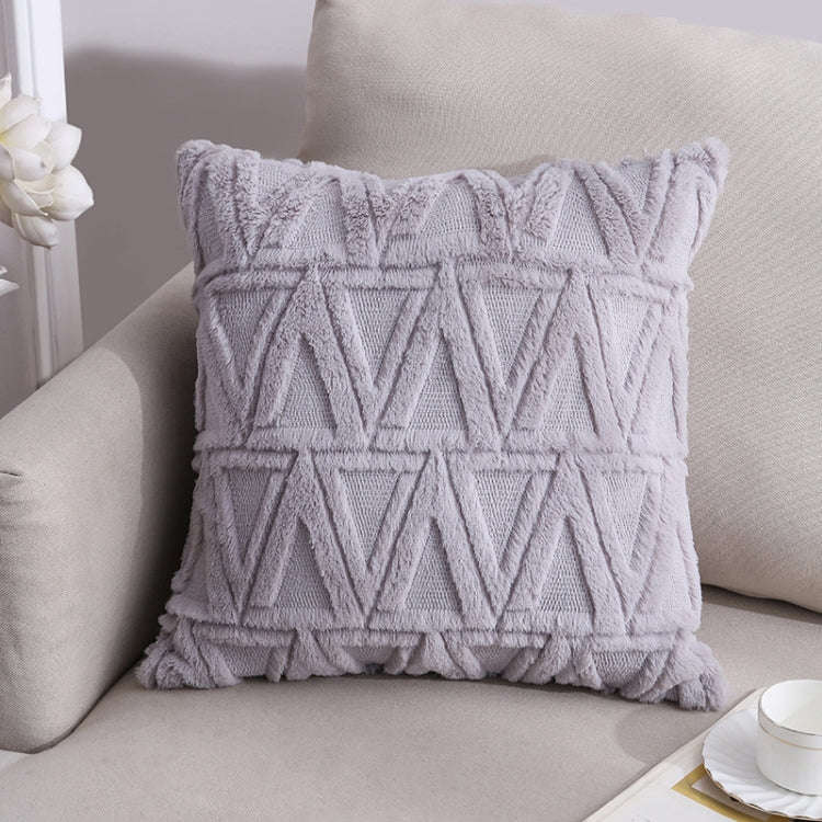 Double-Sided Plush Pillow Home Sofa Cushion Pillowcase, Size: 45x45cm Pillowcase + Core(Gray Tria...