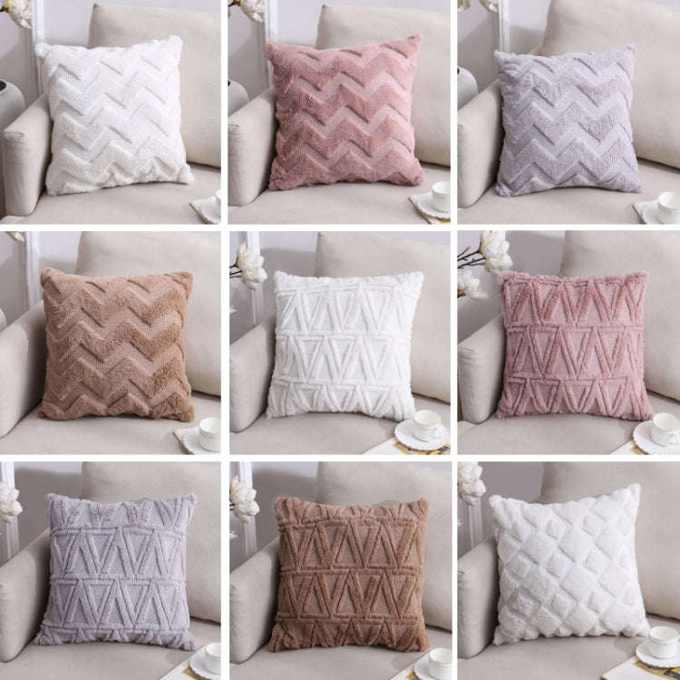 Double-Sided Plush Pillow Home Sofa Cushion Pillowcase, Size: 45x45cm Pillowcase + Core(Brown Tri...