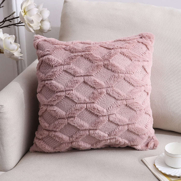 Double-Sided Plush Pillow Home Sofa Cushion Pillowcase, Size: 45x45cm Pillowcase + Core(Pink Riling)