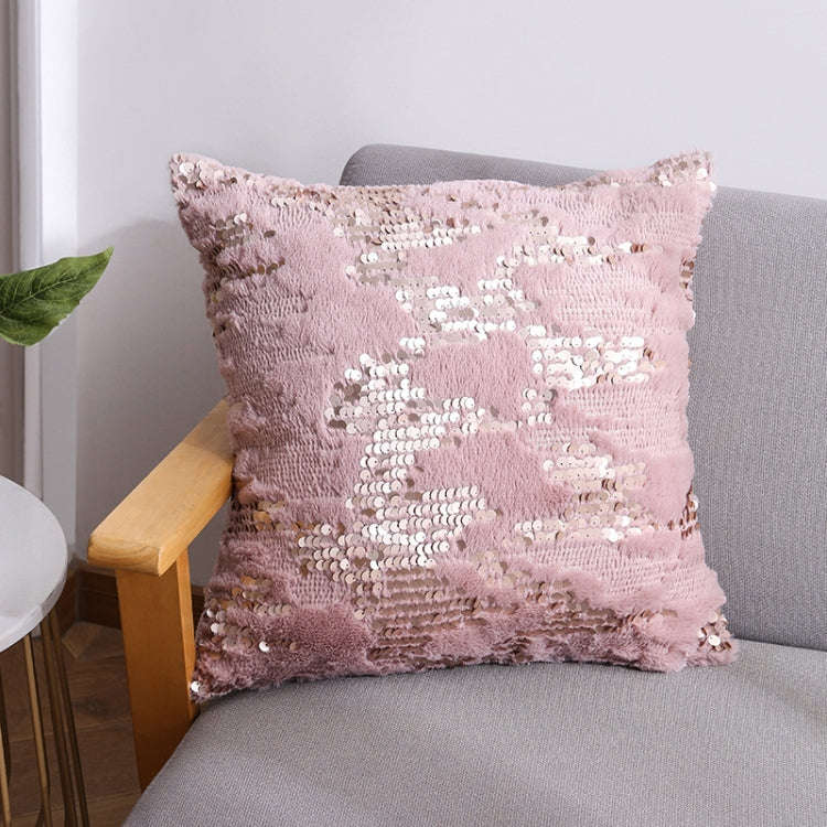 Double-sided Sequin Plush Pillowcase + Pillow Home Living Room Sofa Cushion, Specification: 40x40...
