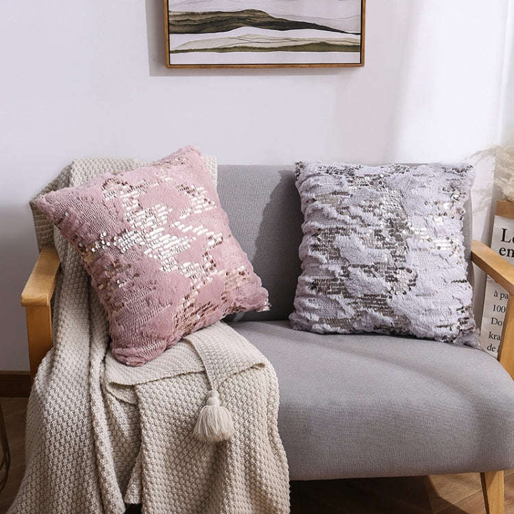 Double-sided Sequin Plush Pillowcase + Pillow Home Living Room Sofa Cushion, Specification: 40x40...