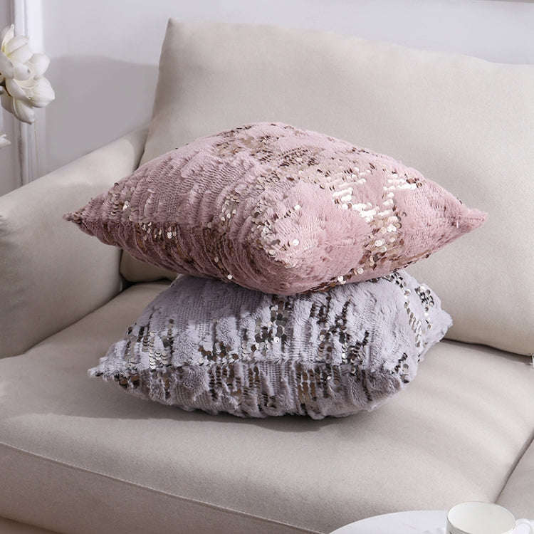 Double-sided Sequin Plush Pillowcase + Pillow Home Living Room Sofa Cushion, Specification: 40x40...