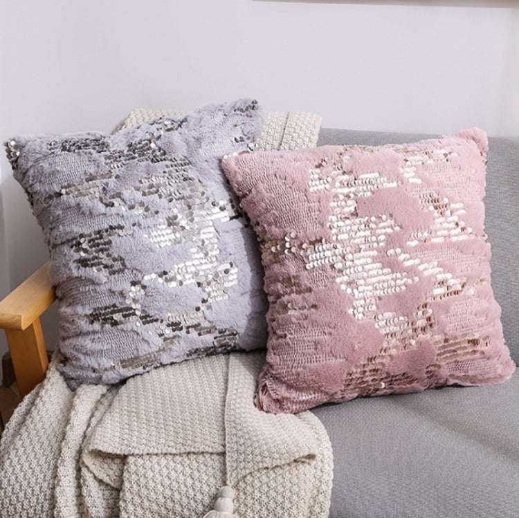 Double-sided Sequin Plush Pillowcase + Pillow Home Living Room Sofa Cushion, Specification: 40x40...