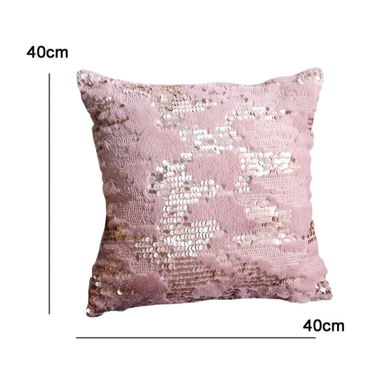 Double-sided Sequin Plush Pillowcase + Pillow Home Living Room Sofa Cushion, Specification: 40x40...