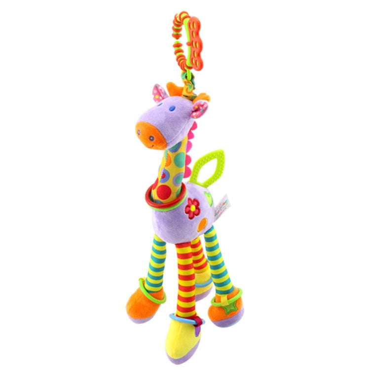 Baby Carriage Hanging Toy 0-1 Year Old Bell Teether Giraffe Bed Bell(Purple)