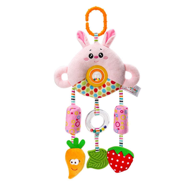 Stroller Toy 0-1 Year Old Bed Hanging Turn Bead Doll Baby Bed Bell Plush Rattle(H168190-3B Rabbit)