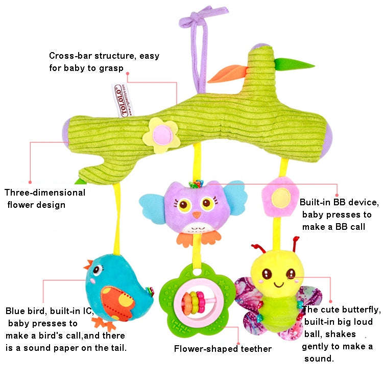 Baby Toys 0-1 Year Old Animal Bed Bells Soothing Plush Toys Baby Rattles Baby Carriage Hanging(C ...