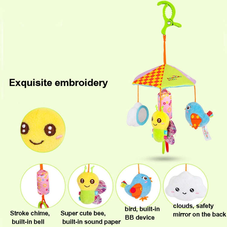 Happy Monkey H168114-2 Umbrella Design Baby Bed Bell Music Rotating Baby Toy Stroller Pendant(Clo...