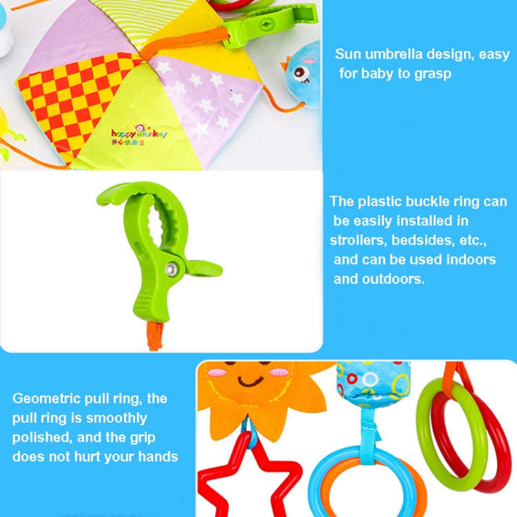 Happy Monkey H168114-2 Umbrella Design Baby Bed Bell Music Rotating Baby Toy Stroller Pendant(Clo...