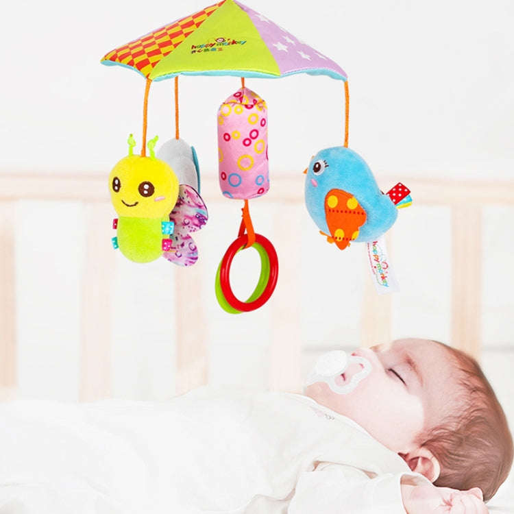 Happy Monkey H168114-2 Umbrella Design Baby Bed Bell Music Rotating Baby Toy Stroller Pendant(Clo...