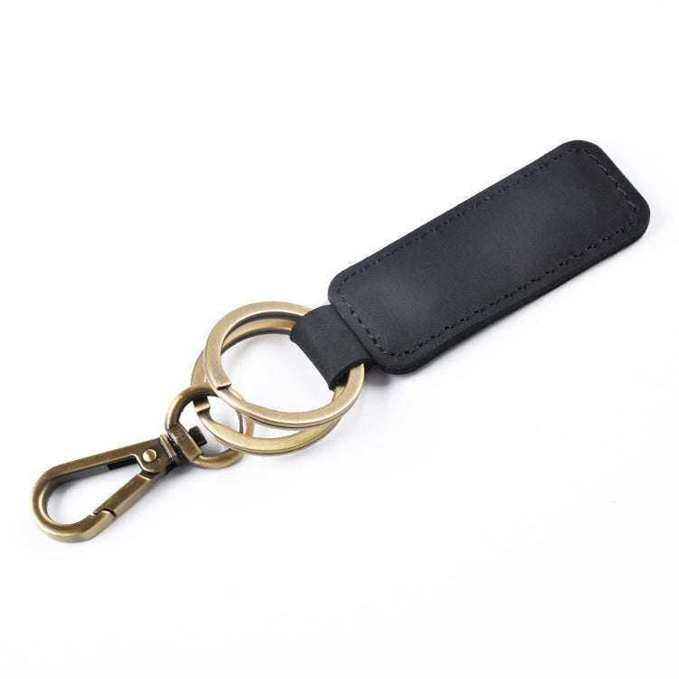 2 PCS Handmade Crazy Horse Leather Retro Keychain Car Couple Keychain, Specification: Double Ring...