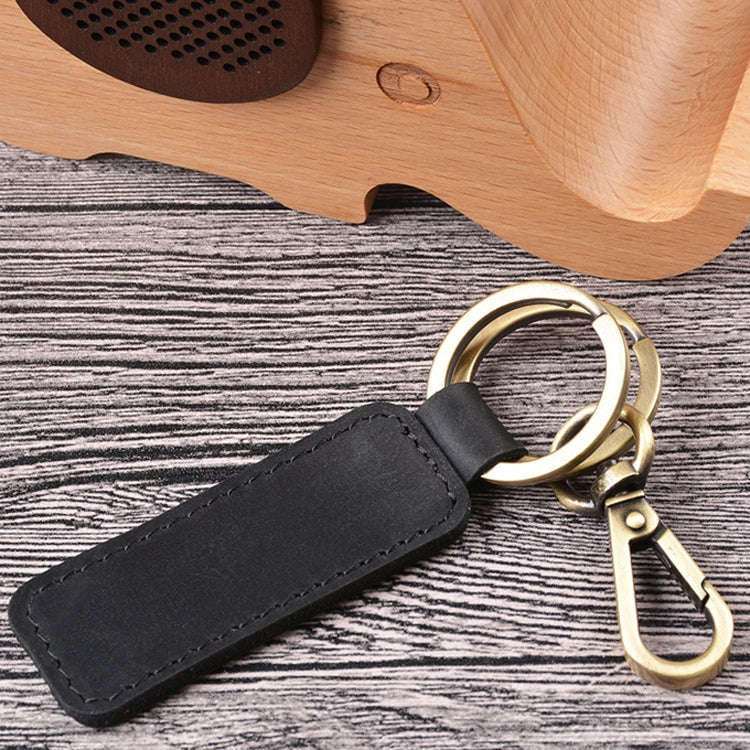 2 PCS Handmade Crazy Horse Leather Retro Keychain Car Couple Keychain, Specification: Double Ring...