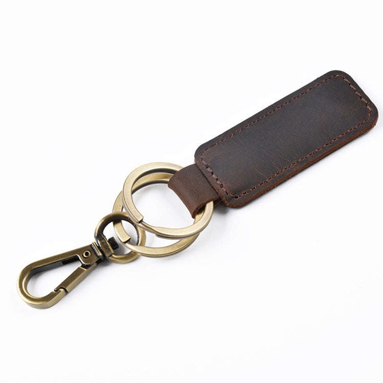 2 PCS Handmade Crazy Horse Leather Retro Keychain Car Couple Keychain, Specification: Double Ring...