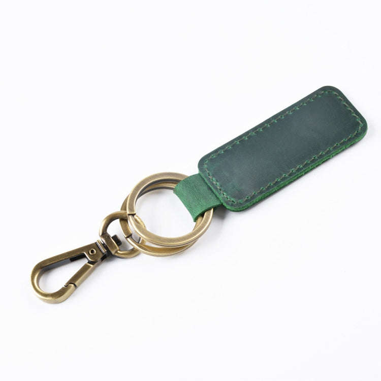 2 PCS Handmade Crazy Horse Leather Retro Keychain Car Couple Keychain, Specification: Double Ring...