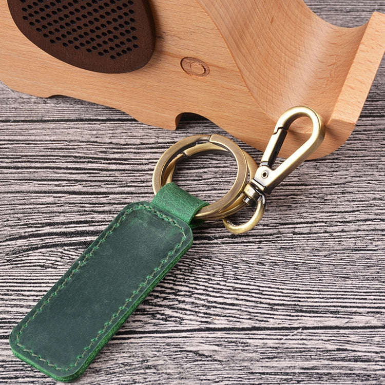 2 PCS Handmade Crazy Horse Leather Retro Keychain Car Couple Keychain, Specification: Double Ring...
