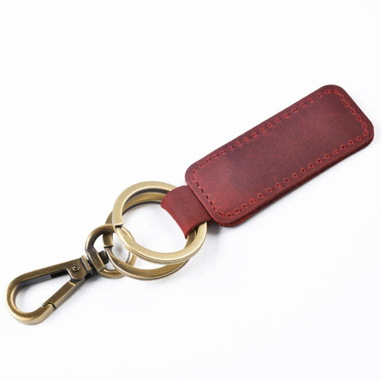 2 PCS Handmade Crazy Horse Leather Retro Keychain Car Couple Keychain, Specification: Double Ring...