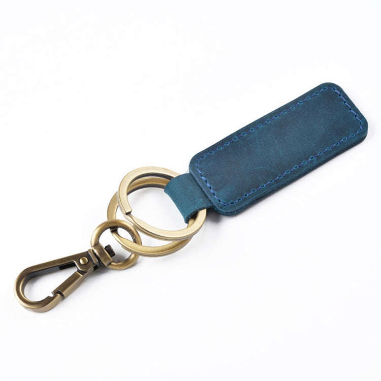 2 PCS Handmade Crazy Horse Leather Retro Keychain Car Couple Keychain, Specification: Double Ring...