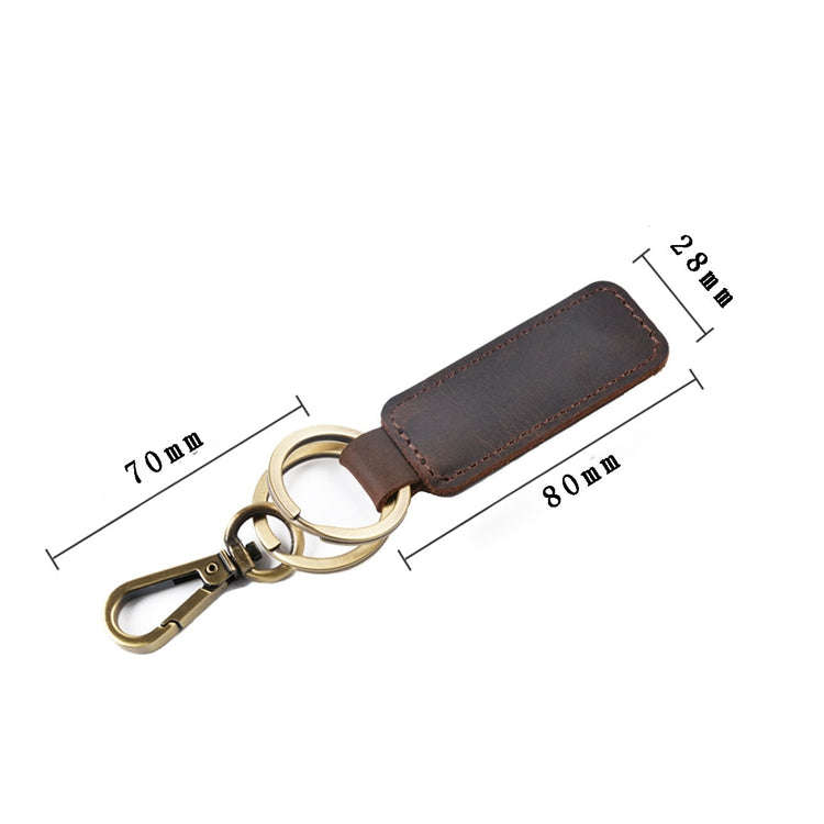 2 PCS Handmade Crazy Horse Leather Retro Keychain Car Couple Keychain, Specification: Double Ring...