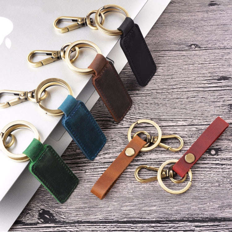 2 PCS Handmade Crazy Horse Leather Retro Keychain Car Couple Keychain, Specification: Double Ring...