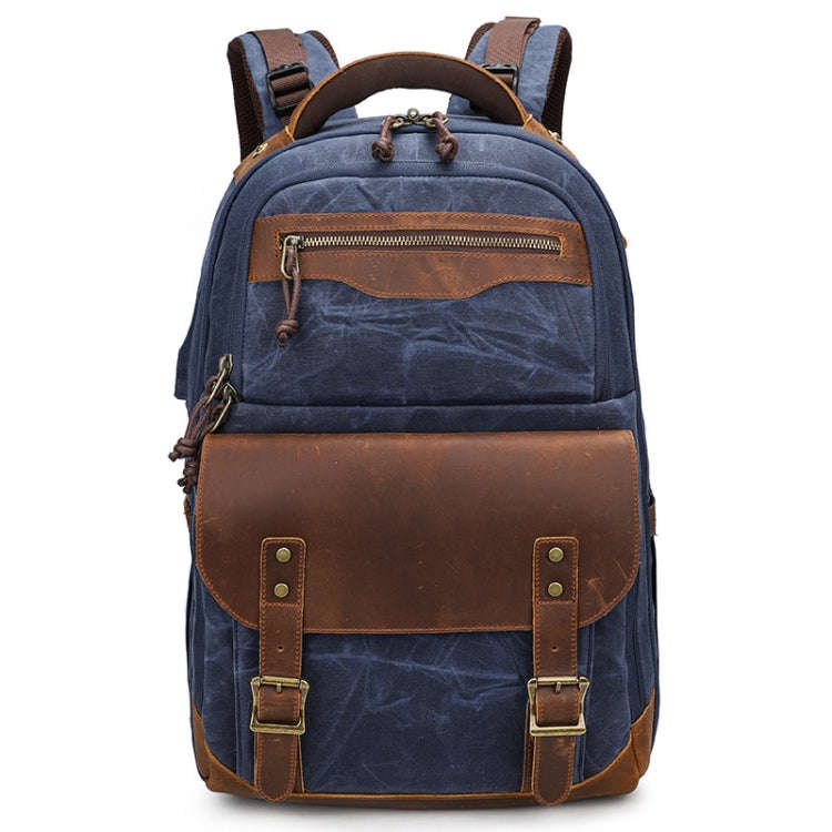 K813 Retro SLR Camera Bag Canvas Shoulder Computer Camera Bag(Blue)
