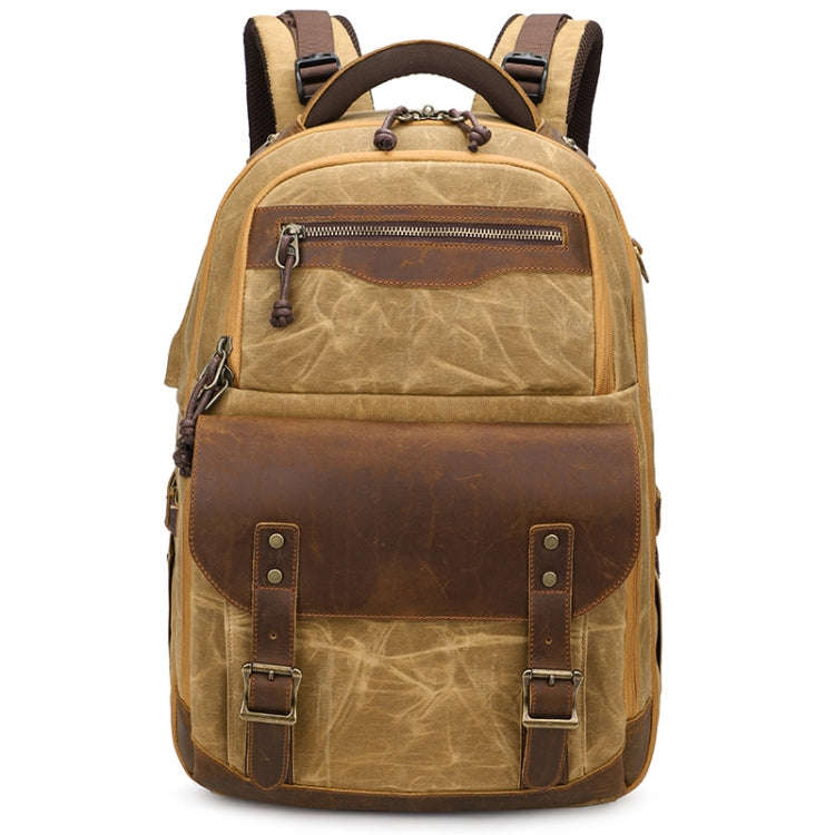 K813 Retro SLR Camera Bag Canvas Shoulder Computer Camera Bag(Soil Yellow)