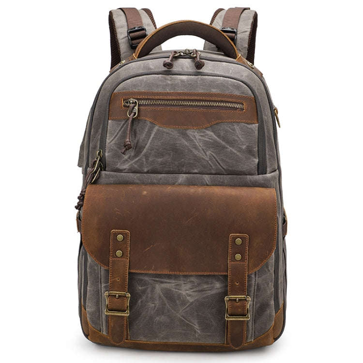 K813 Retro SLR Camera Bag Canvas Shoulder Computer Camera Bag(Grey)