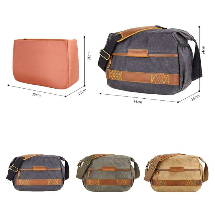 3037 SLR Camera Bag Shoulder Waterproof Messenger Camera Bag(Khaki)