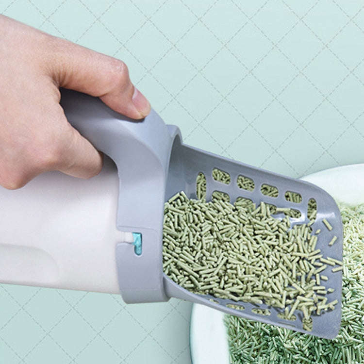 All-In-One Cat Litter Scoop Pet Toilet Picker Removable Portable Plastic Scoop(Gray White)