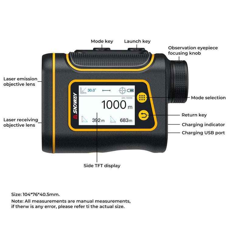 SNDWAY Rangefinder Instrument Outdoor Telescope Golf Measuring Instrument, Model: SW1500B 1500m