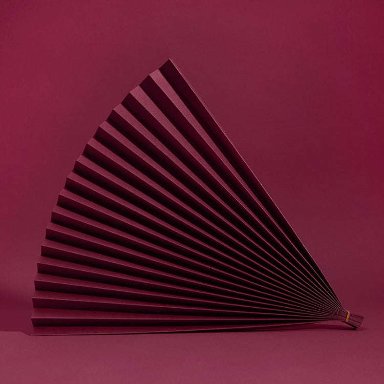 69x39cm Photo Props Hard Cardboard Folding Fan Photography Background Folded Paper(02 Purple Red)