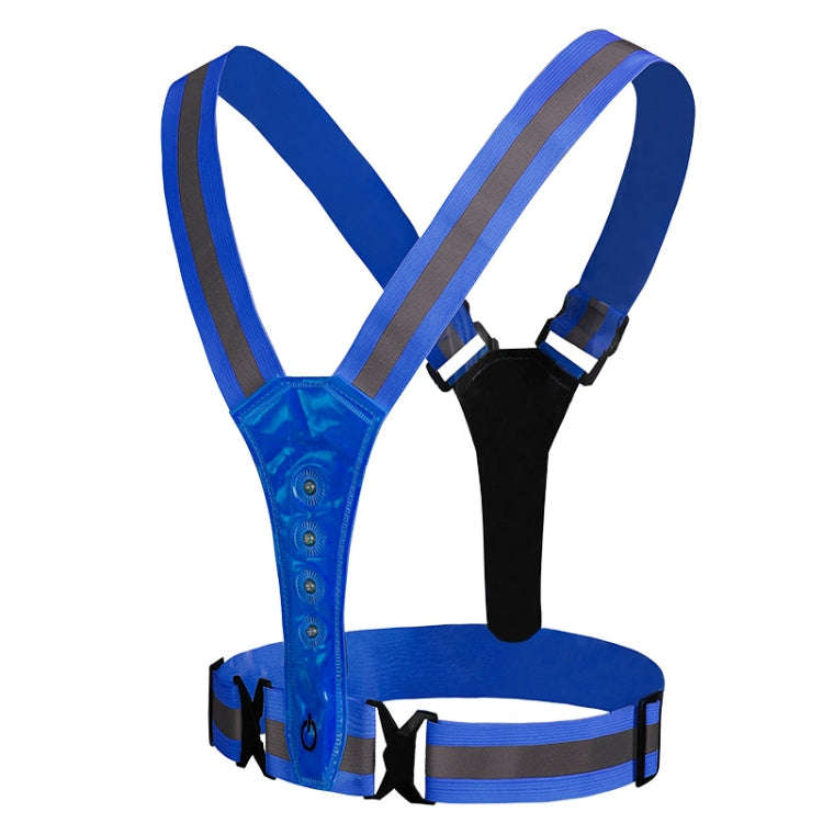LED Reflective Vest High Stretch Outdoor Reflective Vest Traffic Safety Reflective Clothing(Blue)