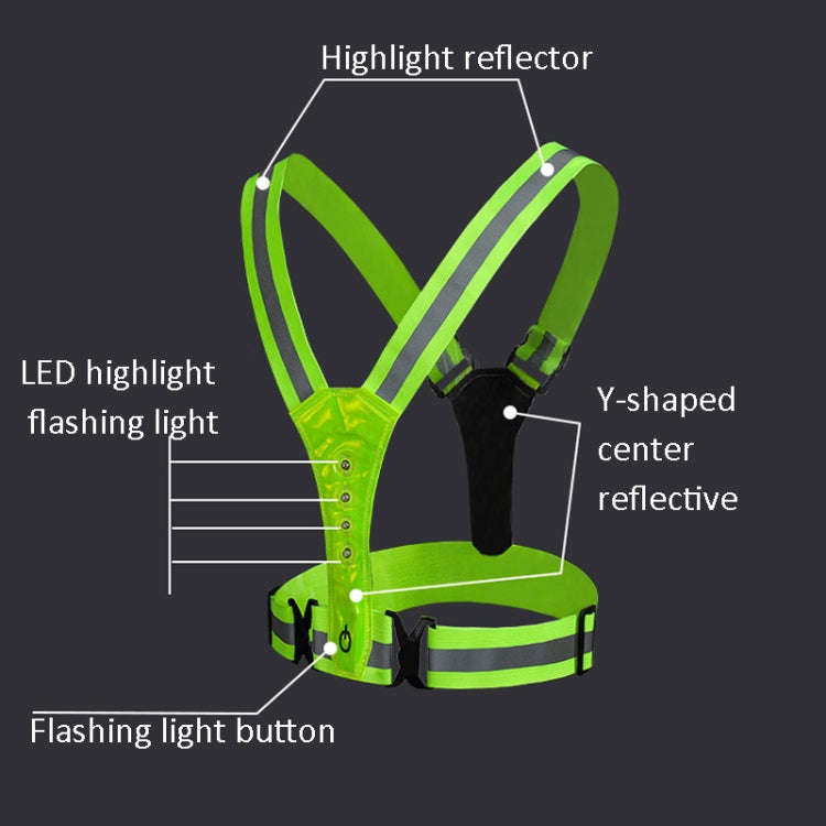 LED Reflective Vest High Stretch Outdoor Reflective Vest Traffic Safety Reflective Clothing(Blue)