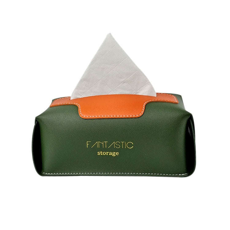 SJM0041 Car PU Paper Tissue Box Hotel Napkin Paper Box Toilet Paper Box(Ink Green)