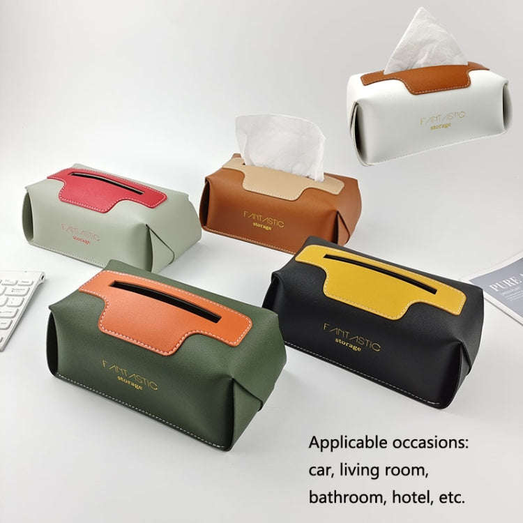 SJM0041 Car PU Paper Tissue Box Hotel Napkin Paper Box Toilet Paper Box(Ink Green)
