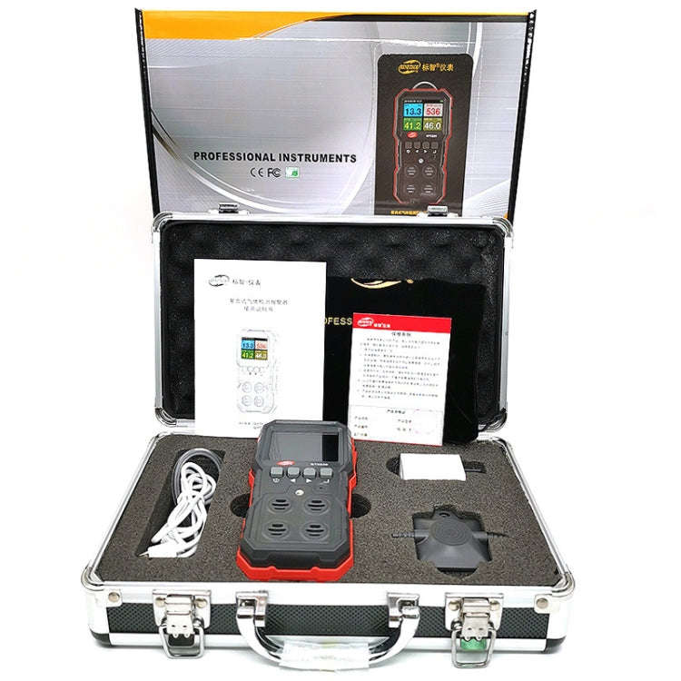 BENETECH GT8220 Flammable Gas + Oxygen + Hydrogen Sulfide + Carbon Monoxide Detector Combustible ...