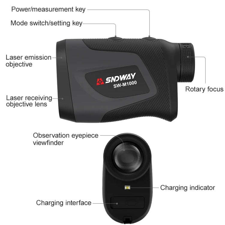 SNDWAY Telescope Golf Rangefinder Handheld Outdoor Altitude Angle Rangefinder, Model: SW-M700 700m