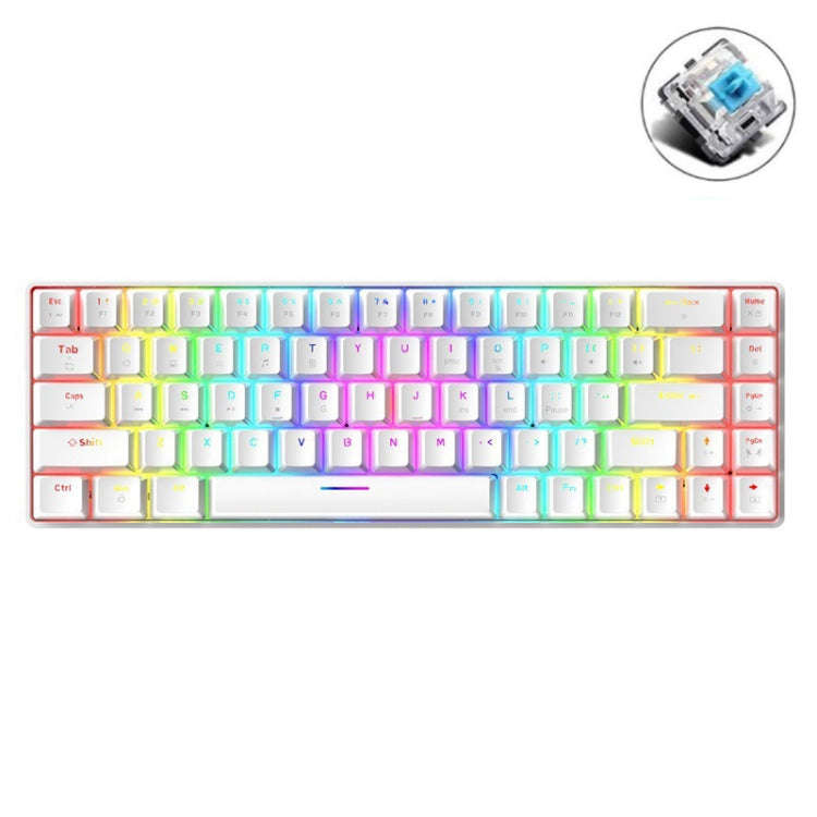 T8 68 Keys Mechanical Gaming Keyboard RGB Backlit Wired Keyboard, Cable Length:1.6m(White Green S...