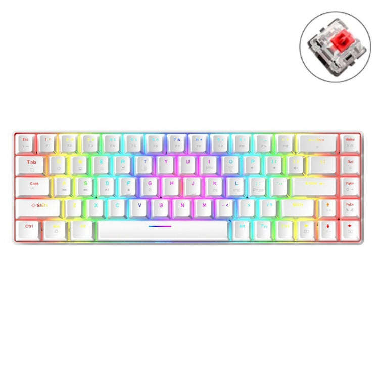 T8 68 Keys Mechanical Gaming Keyboard RGB Backlit Wired Keyboard, Cable Length:1.6m(White RGB Red...